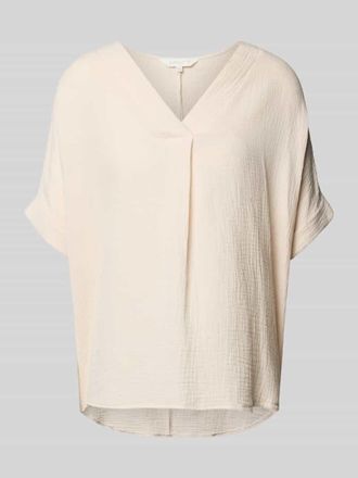 Apricot Blusenshirt mit V-Ausschnitt in Sand, Gr&ouml;&szlig;e L
