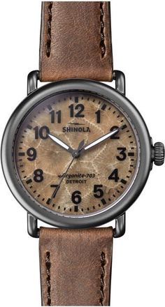 Shinola Runwell Petoskey Leather Strap Watch, 41mm at Nordstrom