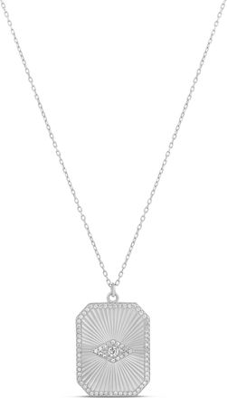 SHYMI Fluted Rectangular Evil Eye Necklace -.925 Sterling Silver, 14k Gold-Plated - Rhodium Plated, Cubic Zirconia Pav&eacute; Detailing, Adjustable Chain