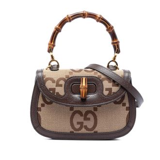 Gucci Pre-owned Gucci Small Jumbo GG Canvas Bamboo 1947 Top Handle Bag Ladies BB9OLW8KS7L2KGD2