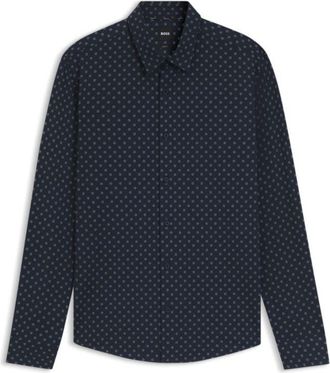 BOSS Slim-fit shirt in printed performance-stretch Italian fabric