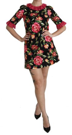 Dolce & Gabbana Roze Kanten A-Line Shift Mini Jurk voor dames
