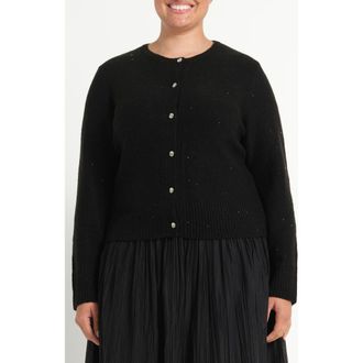 Estelle Night Sparkle Knit Cardigan in Black at Nordstrom, Size 16W