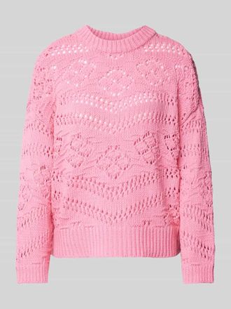 Pieces Figurumspielender Strickpullover mit Lochmuster PCNIANA in Pink, Gr&ouml;&szlig;e XS