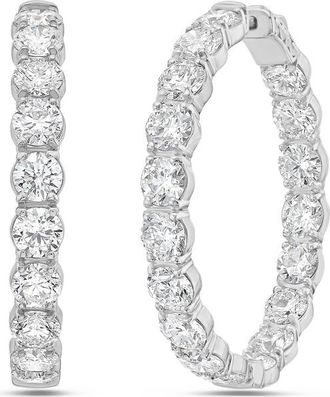 Diana M. Jewels 18kt white gold lab grown round diamond hoop earrings weighing 14.10 cts tw (round shape)