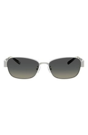 Tory Burch 55mm Gradient Polarized Rectangular Sunglasses in Silver /Grey Gradient at Nordstrom