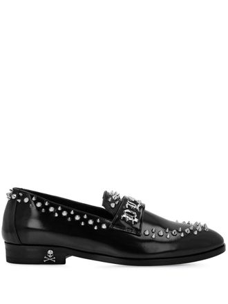 Philipp Plein Mocassini in pelle con borchie - Nero