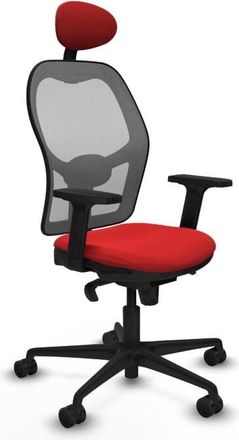 Piqueras y Crespo Piqueras Y Crespo - Jorquera Sincro Malla Gris Similpiel Rojo Brazos 2d Base Nailon Cabecero Fijo Ruedas 65mm Nailon