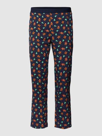 Christian Berg Pyjama-Hose mit Allover-Muster in Mittelbraun, Größe L