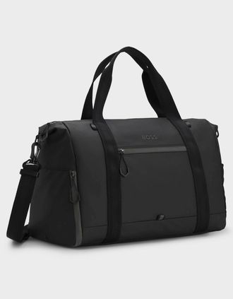 HUGO BOSS Mens BOSS Orange Stenson Mens Faux-Leather Holdall with Reflective Details - Black 001 - Size: ONE size