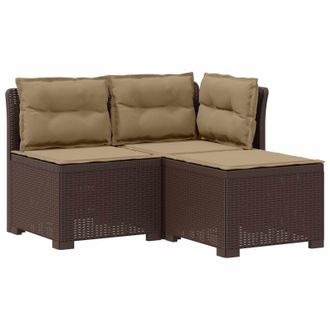 vidaXL Divano Da Giardino 3 Posti Con Cuscini In Look Rattan Pp Vidaxl