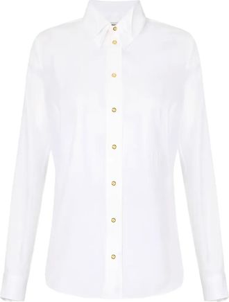 Elisabetta Franchi double-collar logo-embroidered shirt - women - Cotton - 38 - White