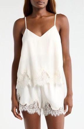 Nordstrom Midnight Lace Trim Camisole & Shorts in Ivory Egret at Nordstrom, Size X-Large
