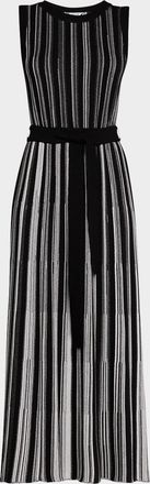 Misook Sleeveless Soft Ribbed Knit Belted Maxi Dress - Modern Fit