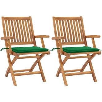 vidaXL Furniture Limited - Sillas De Jard&iacute;n 2 Unidades Con Cojines Verde