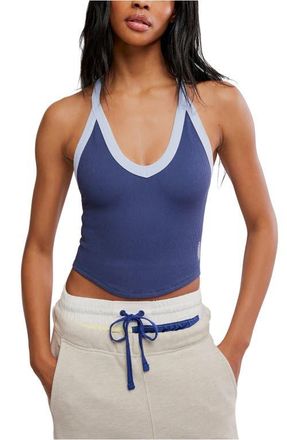 Free People All Clear Racerback Crop Top in Midnight Navy Combo at Nordstrom, Size X-Small