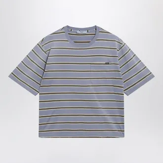 Prada T-shirt color pervinca a righe effetto vintage