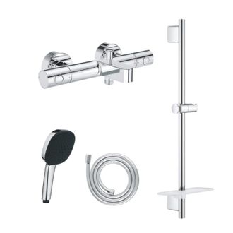GROHE Pack Grifer&iacute;a Termost&aacute;tica Grohe Precision Get Bd + Ducha De Mano Vitalio Comfort + Barra Vitalio Smartactive Quickflix + Flexible