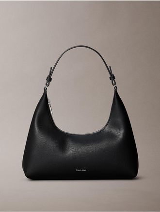 Calvin Klein Womens Embossed Logo Convertible Shoulder Bag - Black
