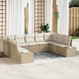 vidaXL Conjunto De Sof&aacute; De Jard&iacute;n Con Coj&iacute;n 9 Pcs Beige Y Crema Vidaxl