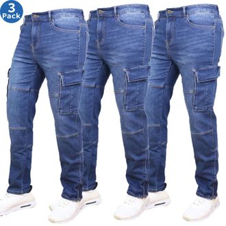 Blue Ice Mens Stretch Cargo Pocket Jeans-3 Pack
