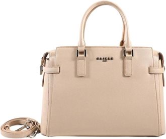 Ga&euml;lle Paris Beige Kunstleren Handtas met Verstelbare Schouderband - Dames - Handtassen - Beige - ONE Size - Leer - Tassen