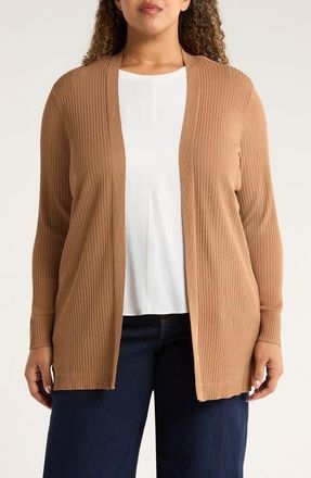Jones New York Sutton Rib Cardigan in Caramel at Nordstrom, Size 2X