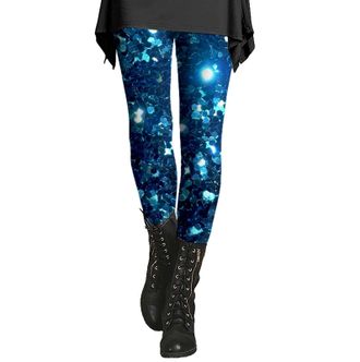 Generic Shiny Sports Leggings Plus Size Women, Glitter Leggings, Fashion Printed Sweatpants Bottoms, Comfy Slim Fit Tights High Waist Stretchy Legging Casual 