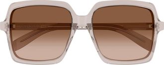 Saint Laurent 56mm Gradient Square Sunglasses in Beige at Nordstrom
