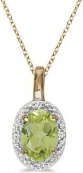 Allurez Halo Oval Peridot & Diamond Pendant Necklace 14k Yellow Gold (0.55ctw)