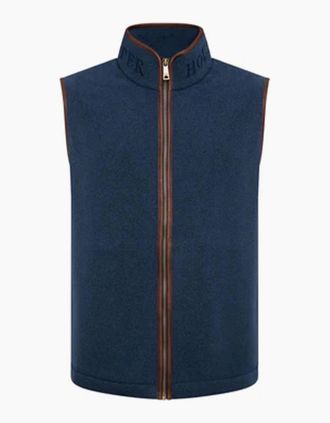 Holland Cooper Mens HOLLAND COOPER COUNTRY FLEECE GILET DUSTY BLUE - Size: 38