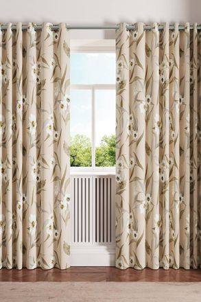 Ted Baker Cabana Cotton Lined Curtains in Light Beige | Size: 228 cm width x 228 cm drop