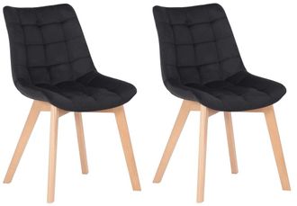 Clp Set de 2 sillas con patas de madera y asiento en Terciopelo Negro