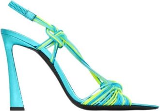 Saint Laurent Gippy 120mm Pumps met Knoopdetail - Dames - Sandalen met hakken - Blauw - 37 1/2 EU - Leer - Schoenen