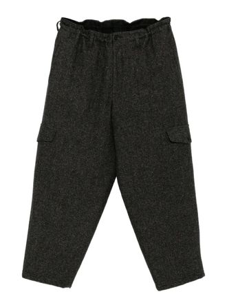 Yohji Yamamoto Tweed broek met zijzak - Bruin
