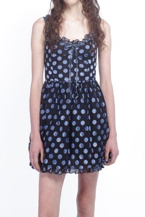 Anna Sui Dot Chiffon Ruffle Mini Dress in Cornflower Multi at Nordstrom, Size 8