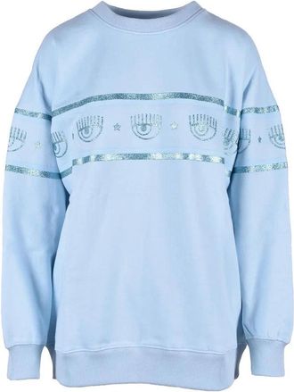Chiara Ferragni Light Blue Cotton Sweatshirt