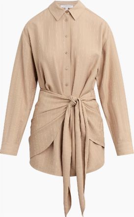 Favorite Daughter Womens Sweet Talker Dress In Desert Khaki Pinstripe
