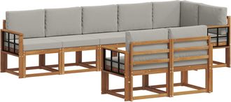 vidaXL Conjunto De Sof&aacute;s De Exterior 8 Uds. Gris Natural Y Claro Vidaxl