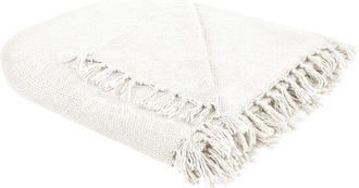 Beliani Beliani - Manta Moderna Tejida A Mano Con Flecos Sof&aacute; Cama 150 X 200 Cm Blanco Crema Chaohani