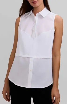 Foxcroft Chelsea Layered Sleeveless Tank in White at Nordstrom, Size Medium