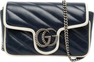 Gucci Pre-owned Mini Bags, female, Blue, Size: ONE SIZE Pre-owned Quilted Mini Crossbody Bag