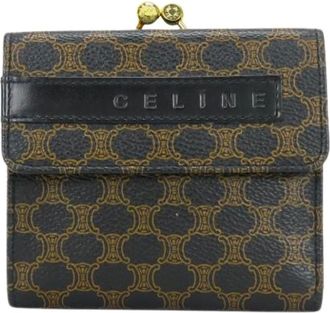 Celine Pre-owned Wallets, female, Black, Size: ONE SIZE Pre-owned Tri Fold Wallet PVC Leather Wallet