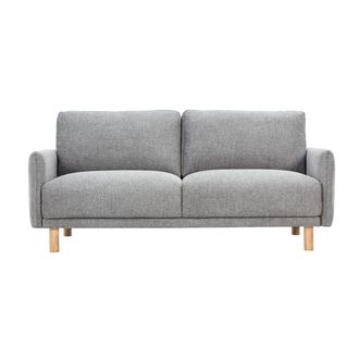 Miliboo Sof&aacute; De Dise&ntilde;o De 3 Plazas En Tela Efecto Terciopelo Texturado Gris Y Madera Clara Bono