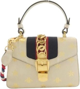 Gucci Pre-owned Mini Bags, female, Beige, Size: ONE SIZE Pre-owned Sylvie Leather Shoulder Bag