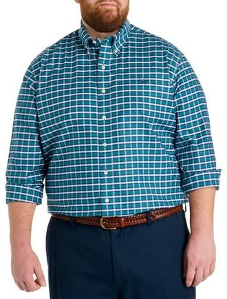 Brooks Brothers Big & Tall Non-Iron Plaid Sport Shirt V2 in Green Heron Plaid at Nordstrom, Size Xx-Large