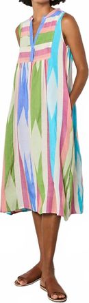 Apricot Jacquard Cotton Stripe Mid Dress In Pink