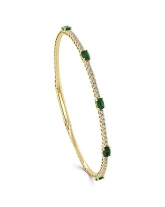 Sabrina Designs 14K 1.41 Ct. Tw. Diamond & Emerald Station Bangle Bracelet