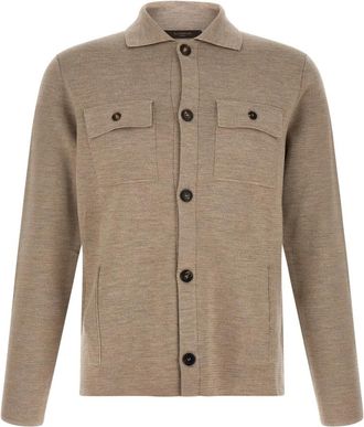 Zanone Saharan Cardigan - Heren - Vesten - Beige - XL - Wol - Truien & Vesten