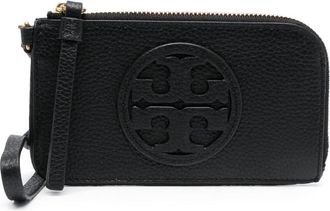Tory Burch Miller logo-cut card case - women - Calf Leather - One Size - Black